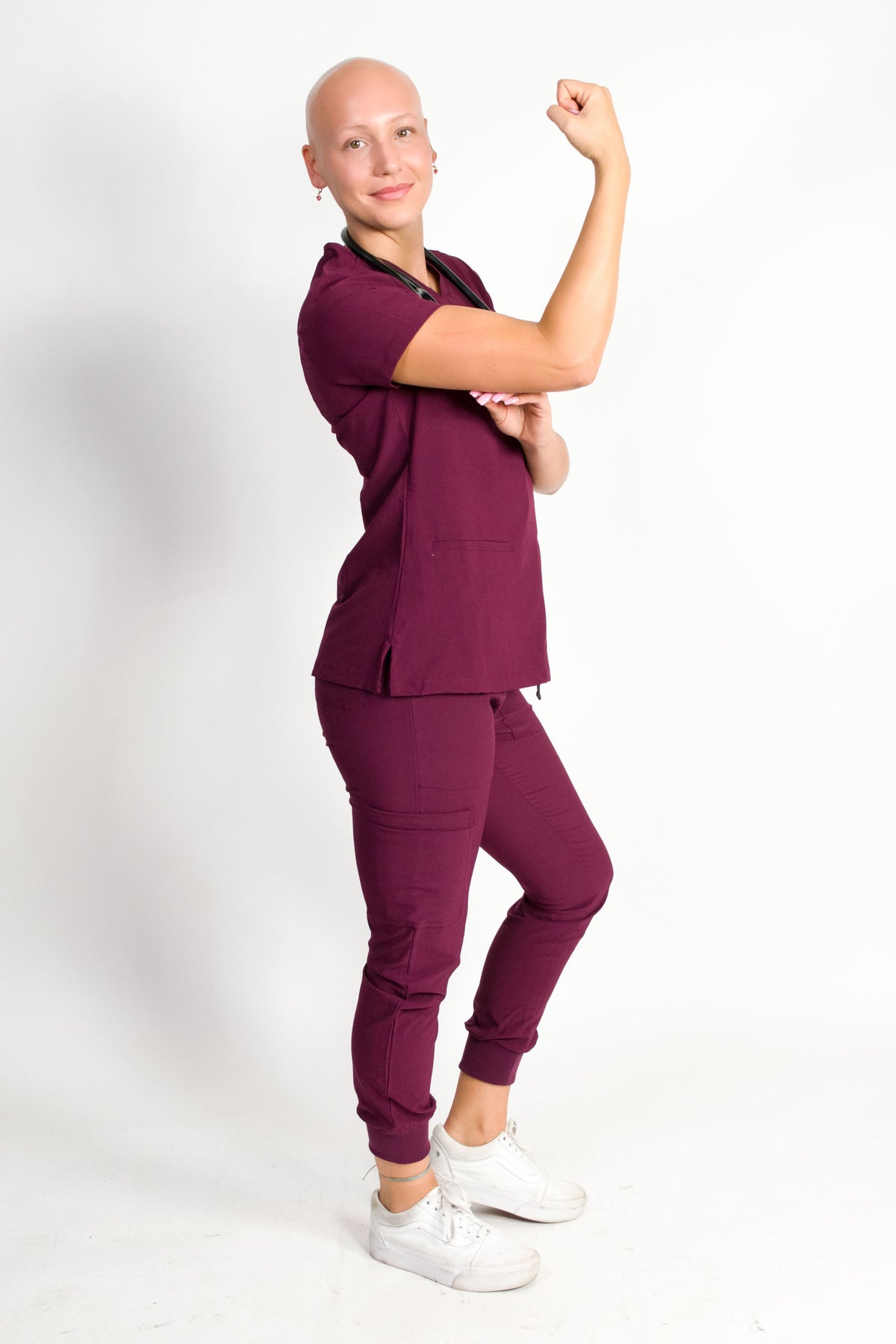 Fleur | Women's Mitered Neck Zip Chest Pocket Top Knit Rib Cuffs Jogger Pants Set | Warm Colors