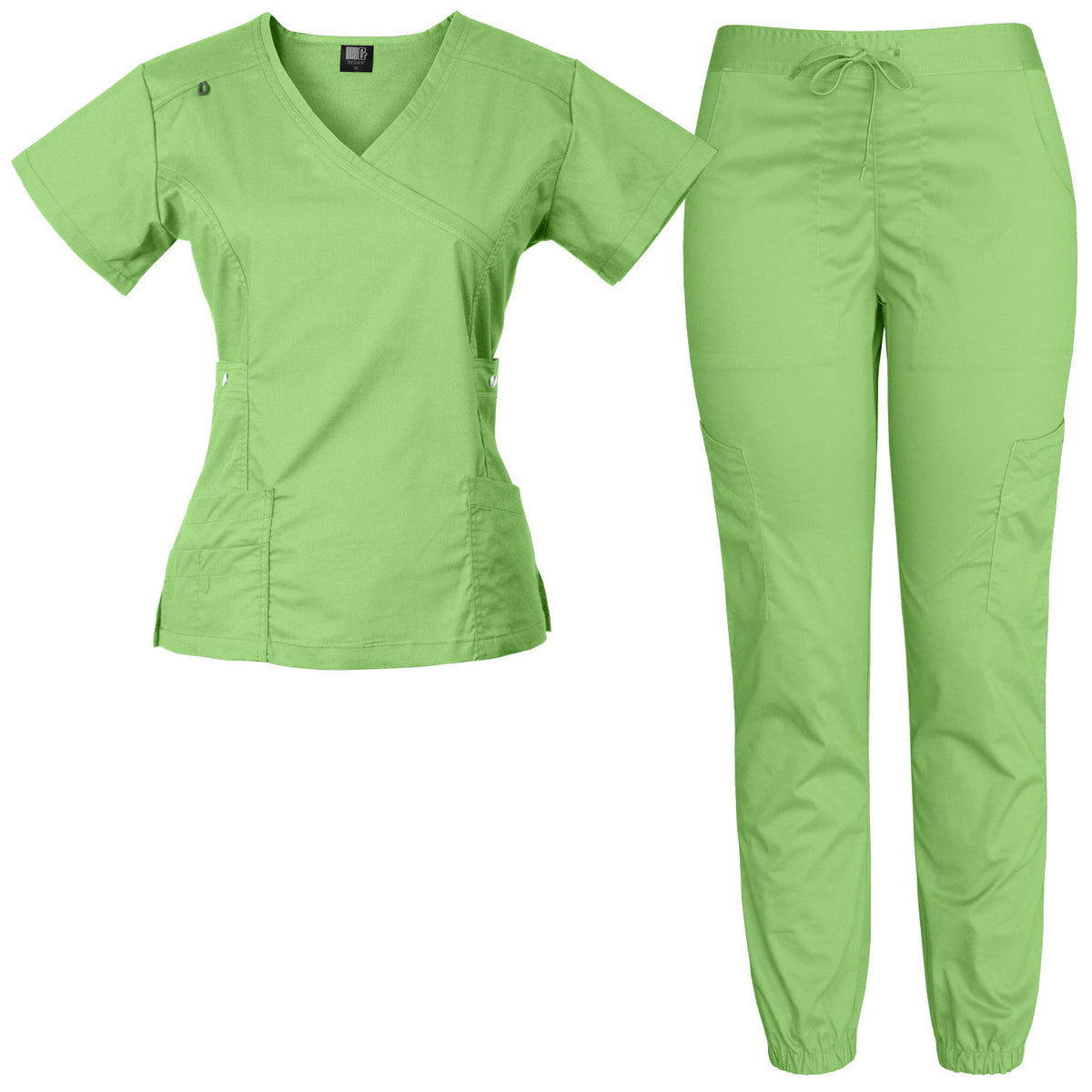 Raina | Limited Edition Women's Mock Wrap Snap Pockets Scrubs Set | Cool Colors | Clearance Item