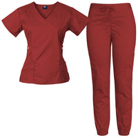 Raina | Limited Edition Women's Mock Wrap Snap Pockets Scrubs Set | Warm Colors | Clearance Item