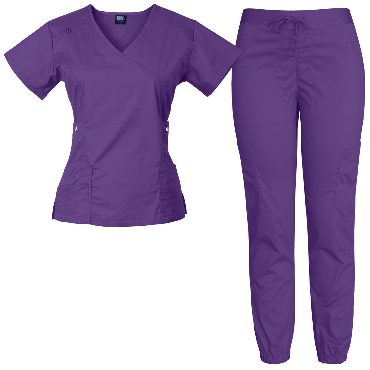 Raina | Limited Edition Women's Mock Wrap Snap Pockets Scrubs Set | Cool Colors | Clearance Item