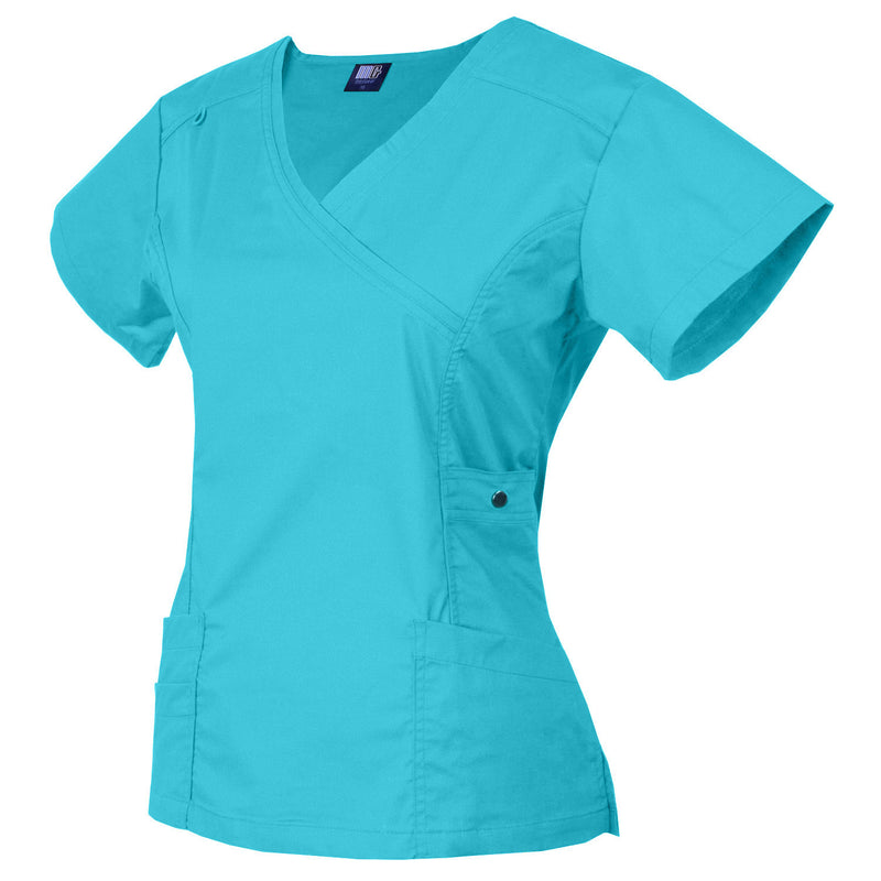 Raina | Limited Edition Women's Mock Wrap Snap Pockets Scrubs Set | Cool Colors | Clearance Item